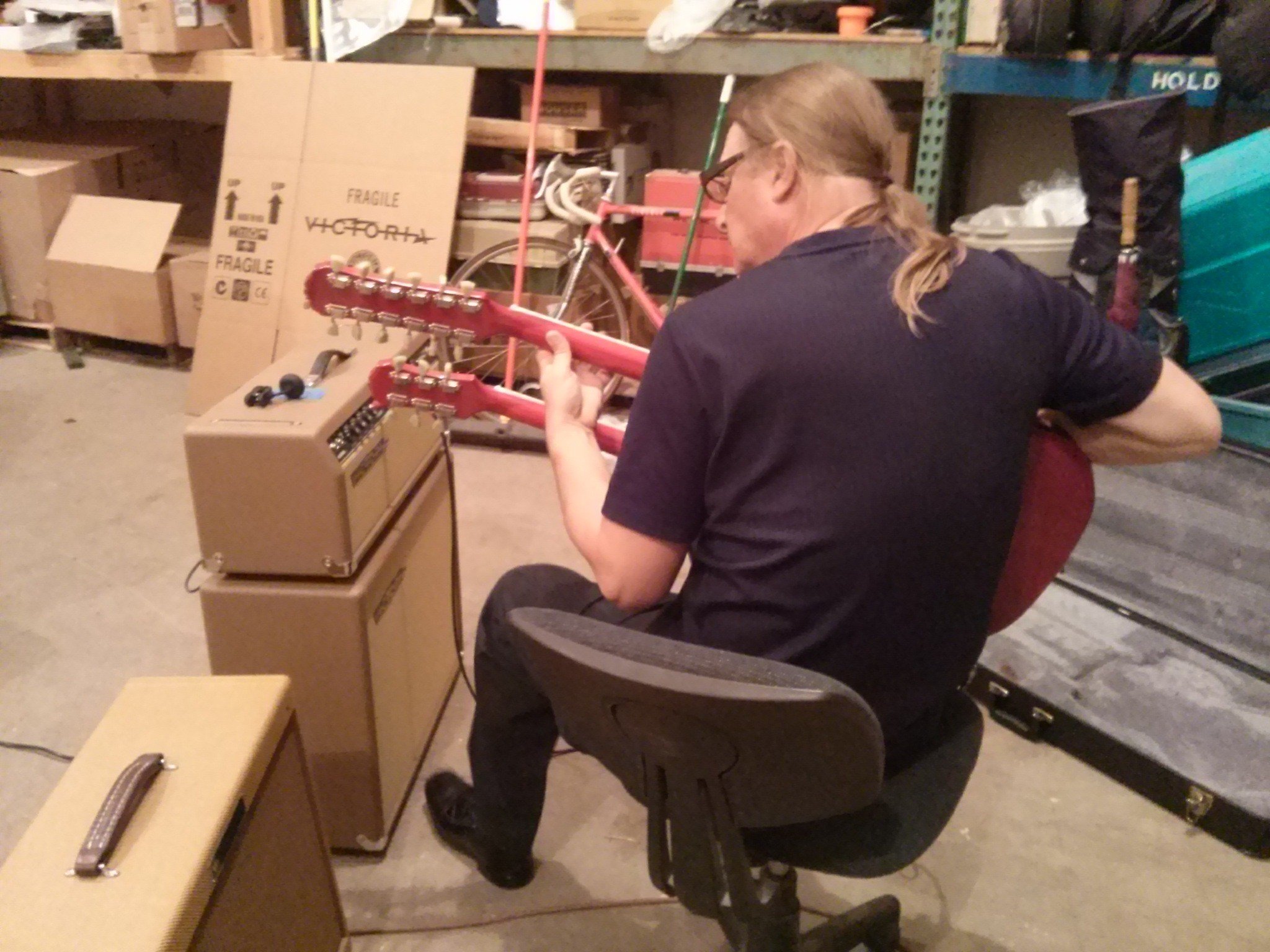 Jack Wolworth at Victoria amps, taking delivery of the 5&Dime model