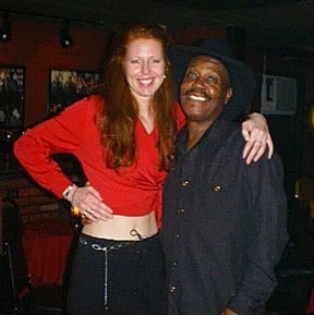 Red talks with Chick Willis on break after he joined her for a song at the 22nd Street Jazz Cafe in Birmingham, AL. 2002